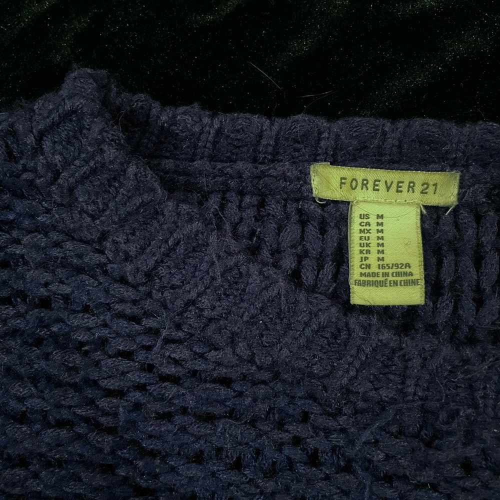 fluffy blue open knit sweater - Picture 2 of 4